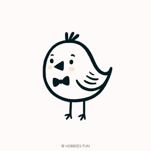 Cute Bird with Bowtie Drawing