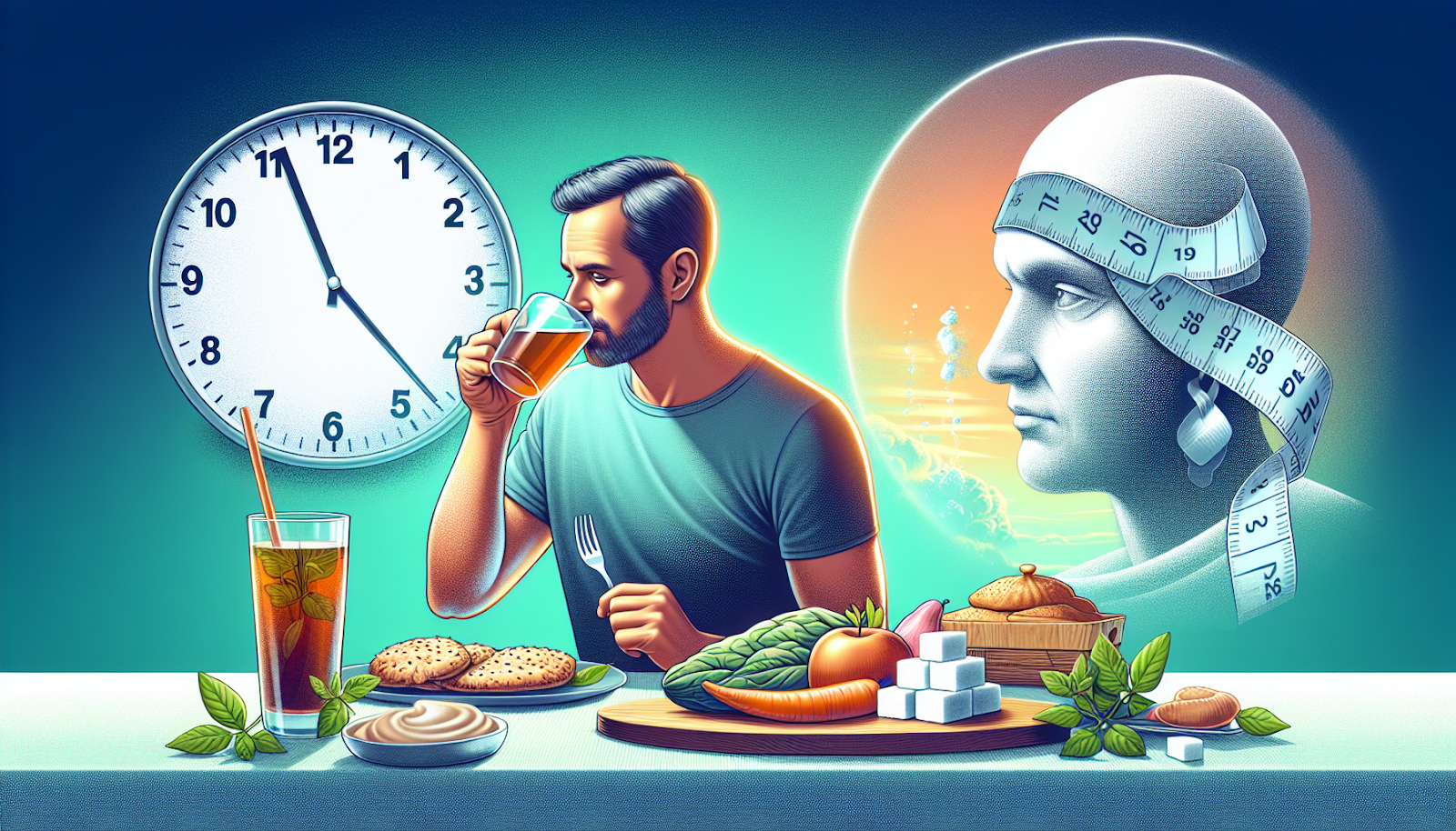 Illustration of a person practicing intermittent fasting