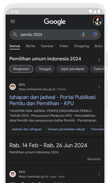 Kata kunci Pemilu di Google Search