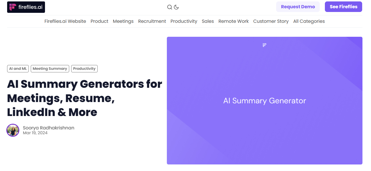 Fireflies.ai Resume Summary Generator