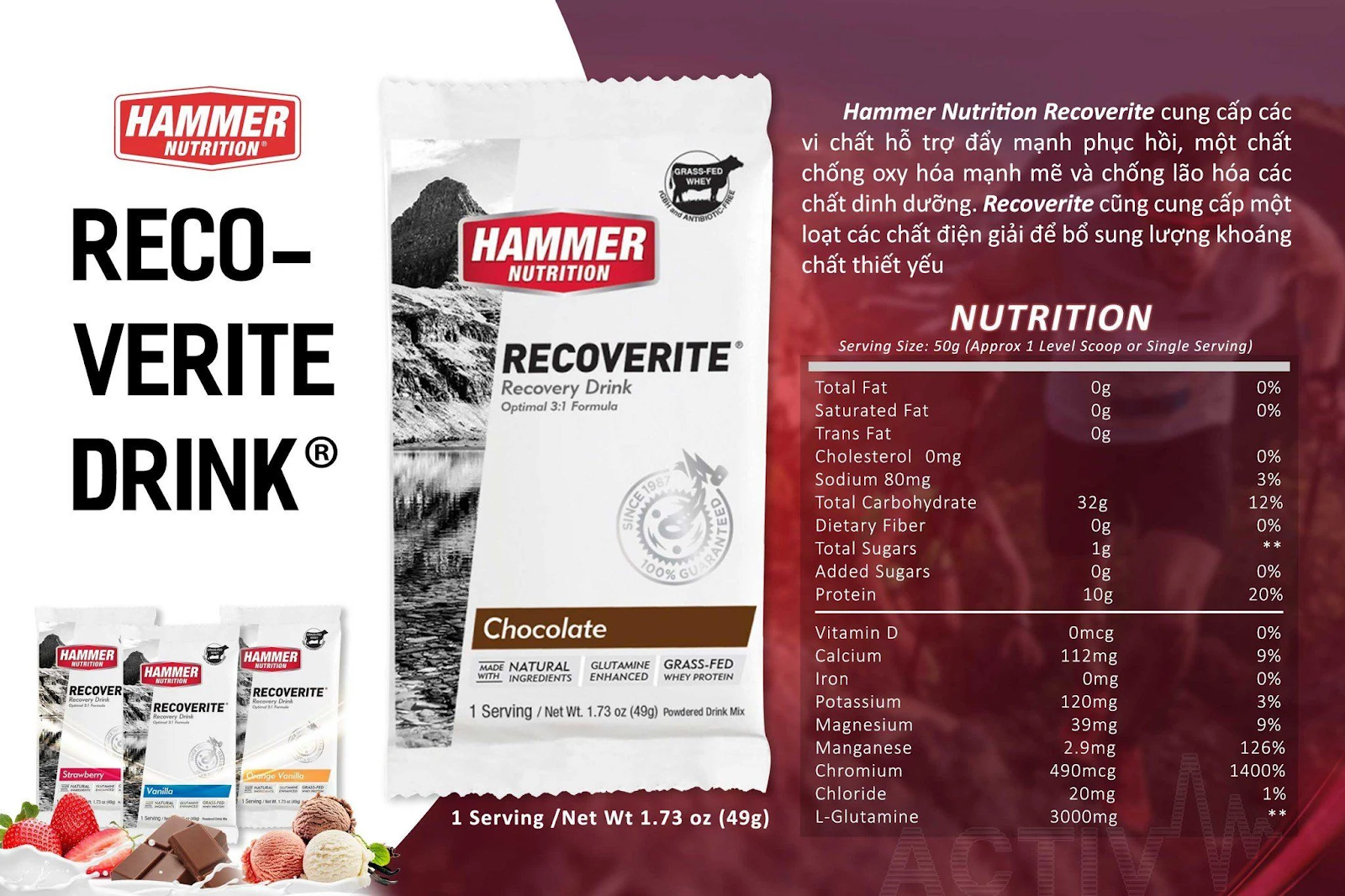 Thành phần của bột phục hồi Hammer Recoverite - Vanilla 
