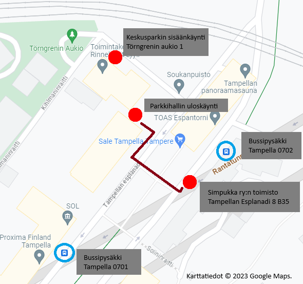 Karttakuva Tampellan alueesta