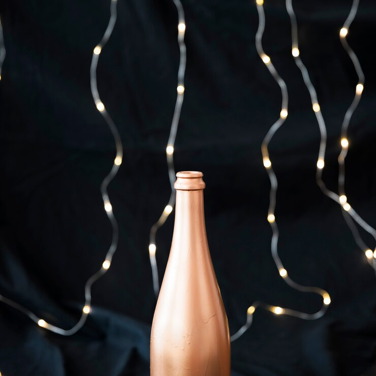 Champagne bottle with garland