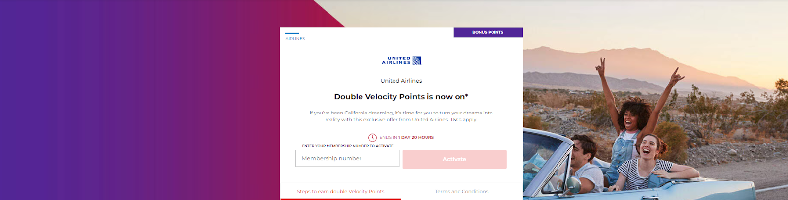 Double Velocity Points offer