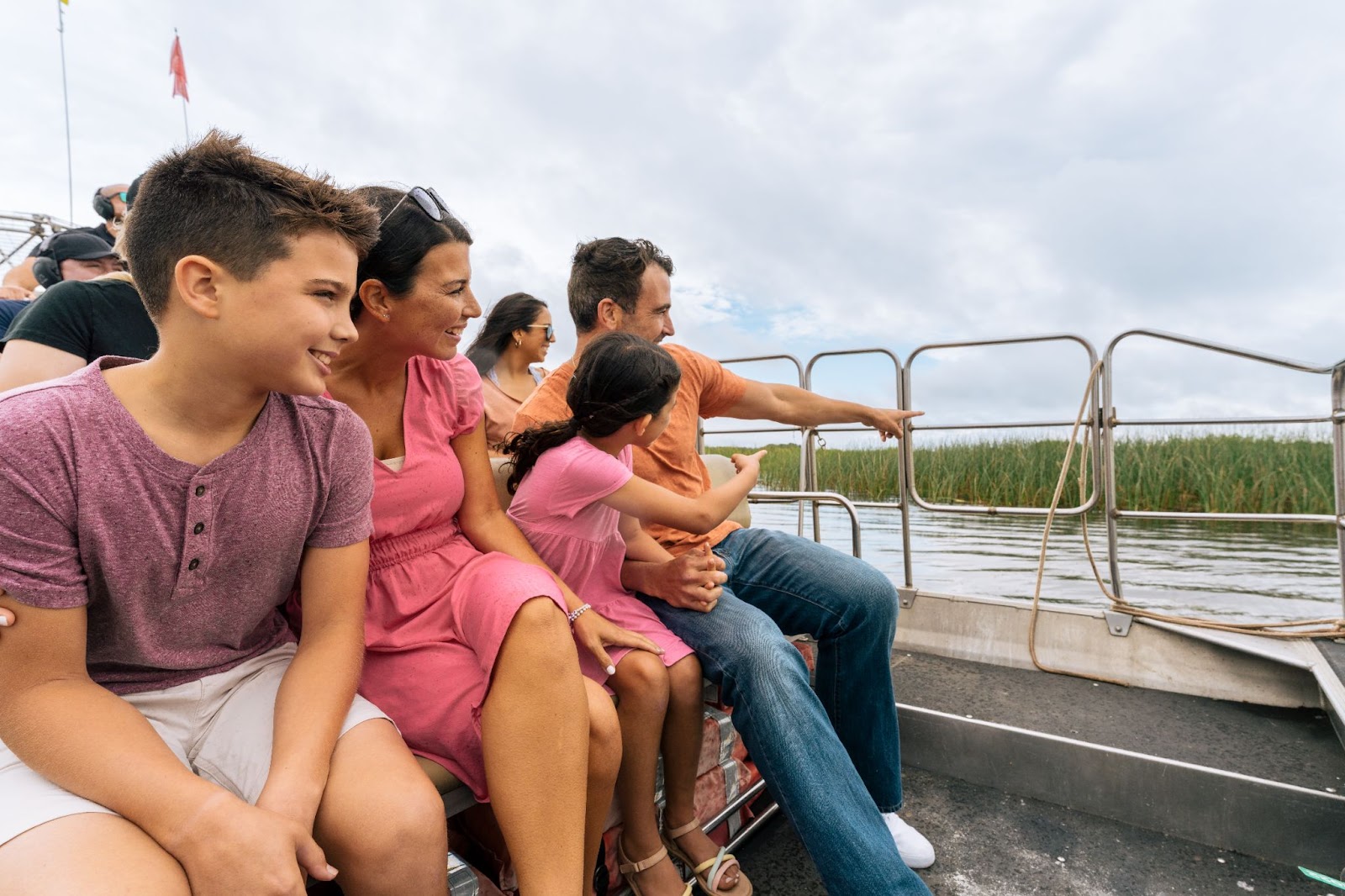 A family enjoys a day out on an airboat tour at Wild Florida