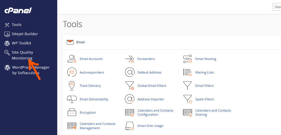 Site Quality Monitoring tool in cPanel