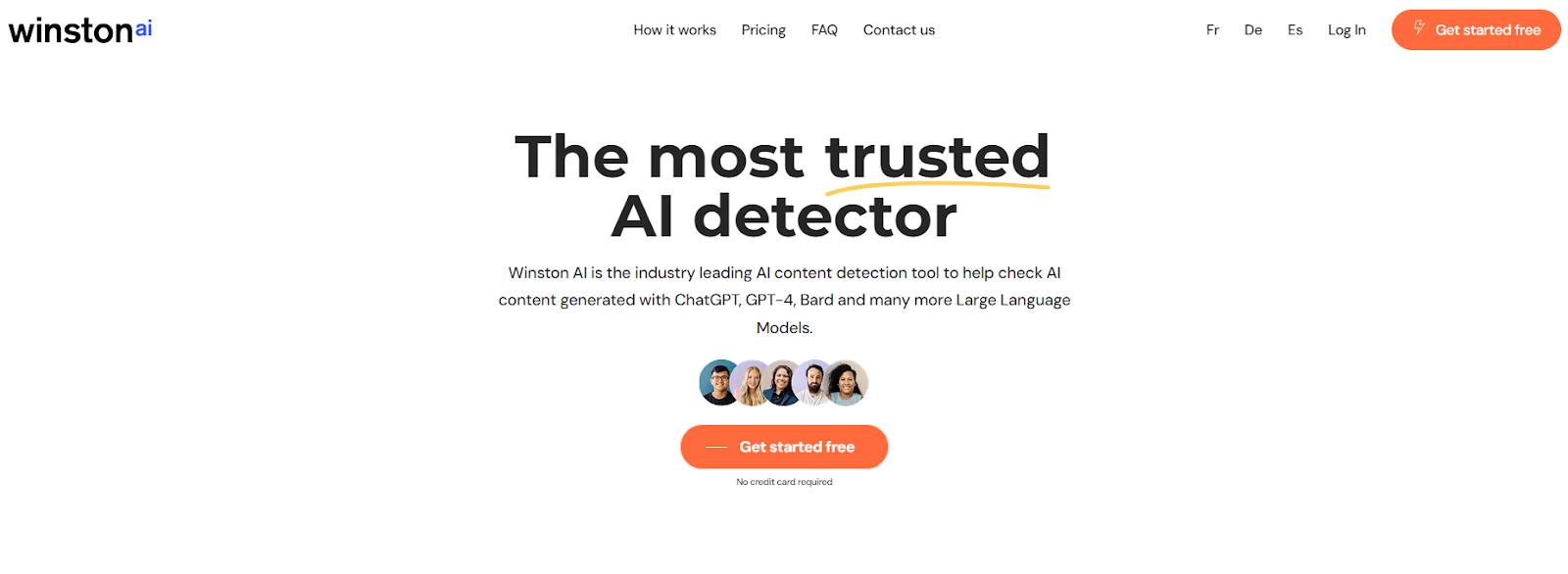 The homepage for Winston AI.