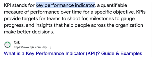 KPI stands for key performance indicators