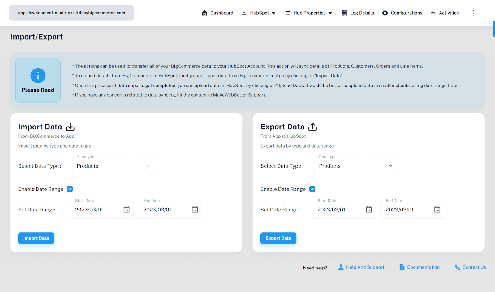 hubspot bigcommerce data sync