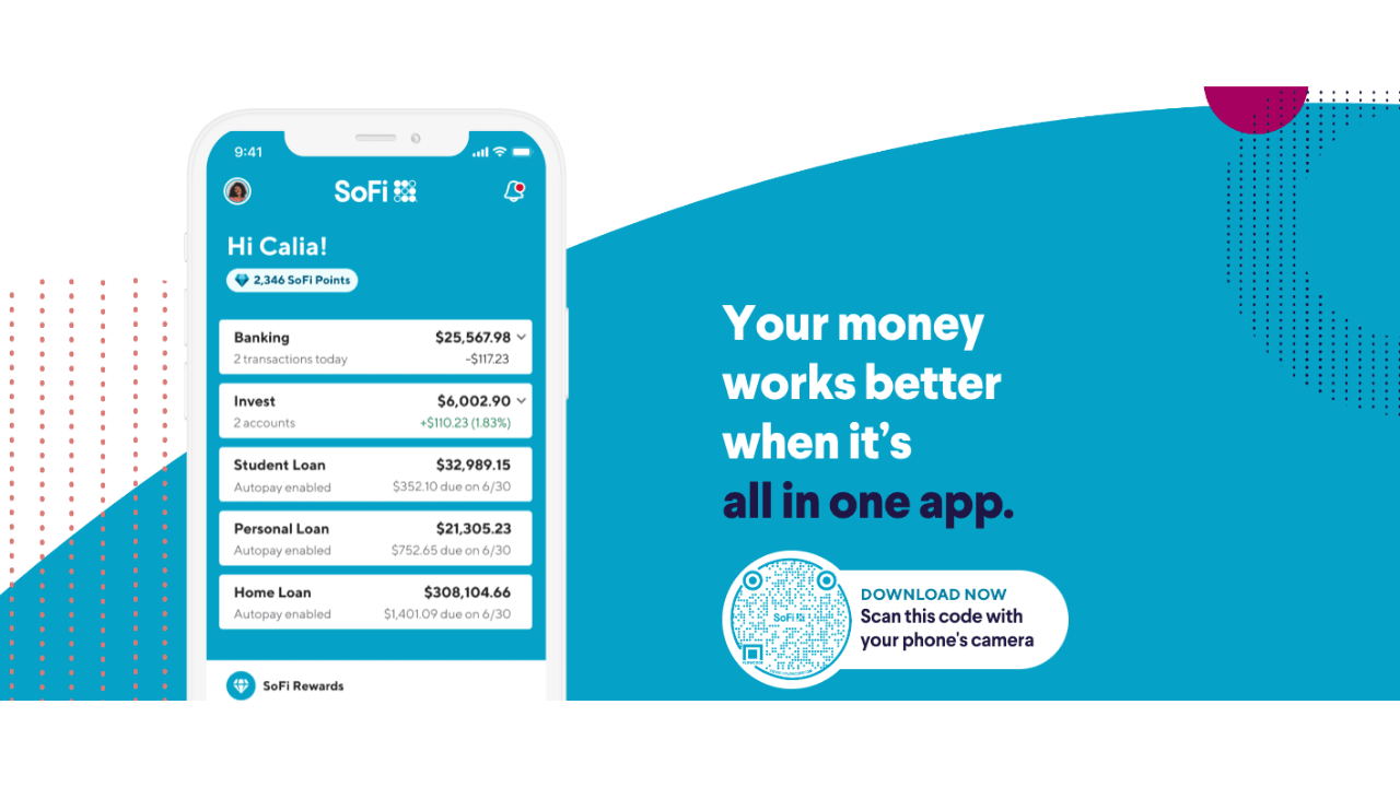 Screenshot of SoFi one-stop-shop app.