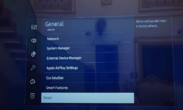 factory reset of samsung tv