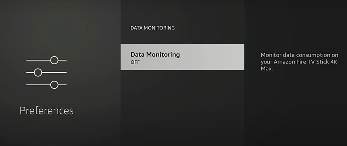 Captura de pantalla de los ajustes de privacidad en Amazon Firestick