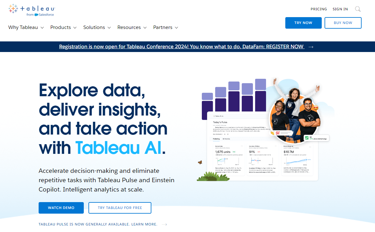 Tableau: Explore data, deliver insights and take action with Tableau AI