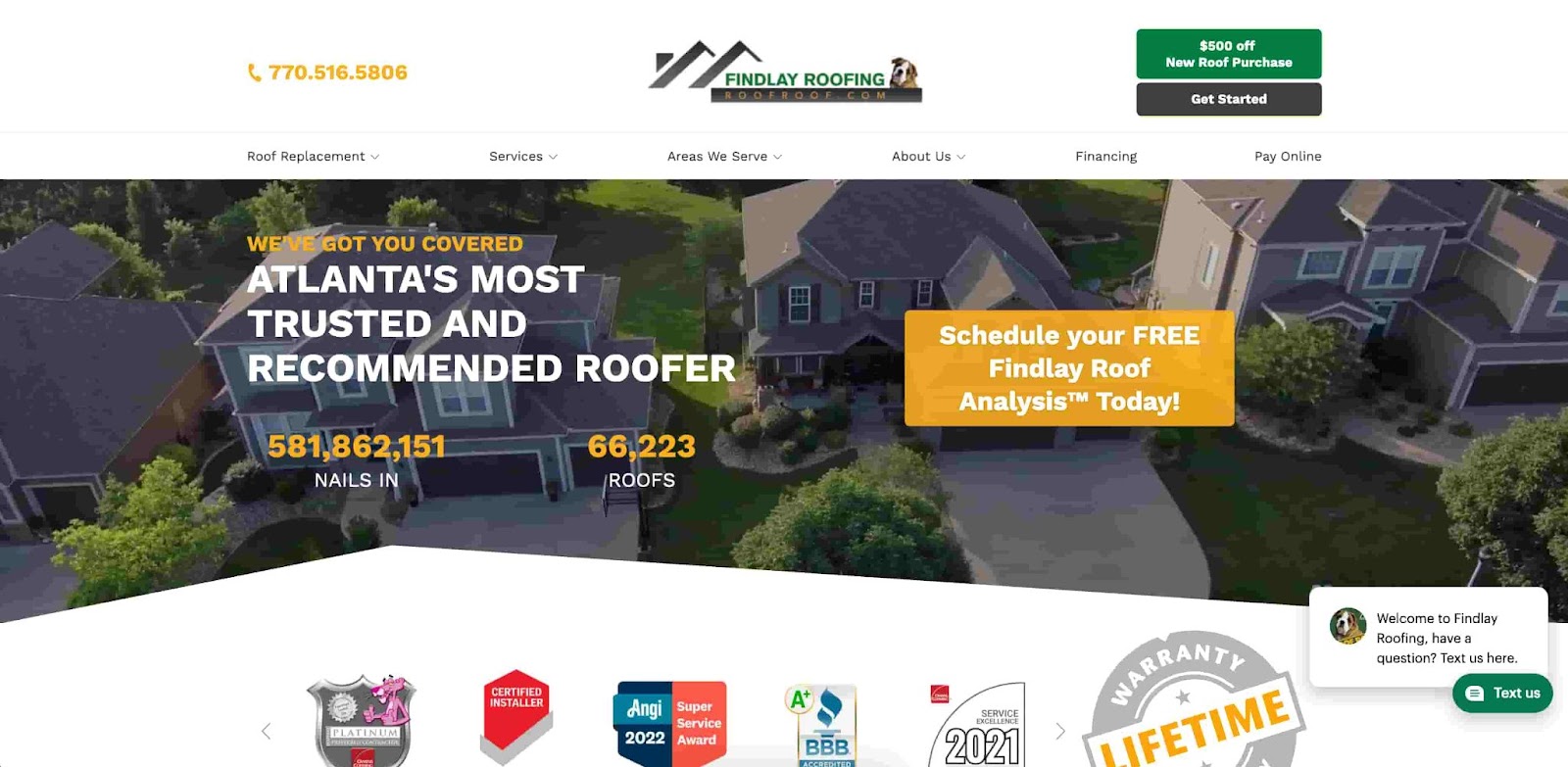 Findlay roofing’s website for atlanta roofing