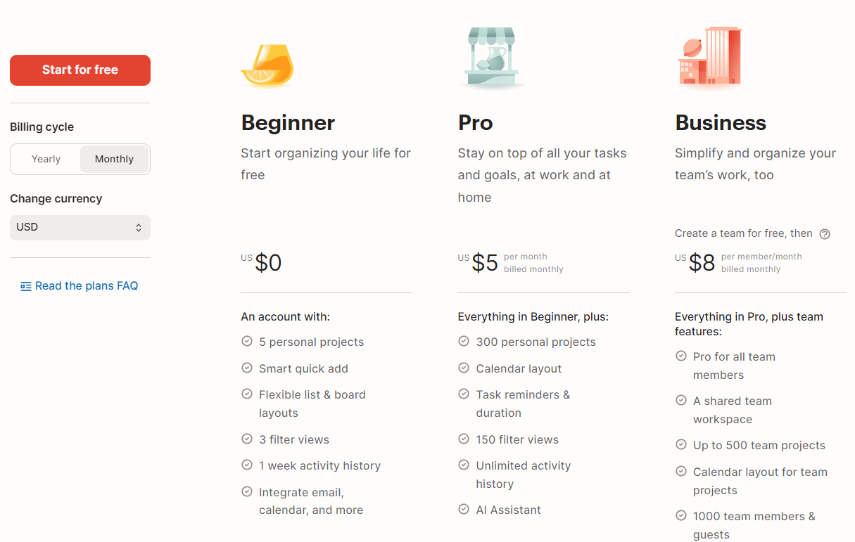 Todoist: Pricing Plans