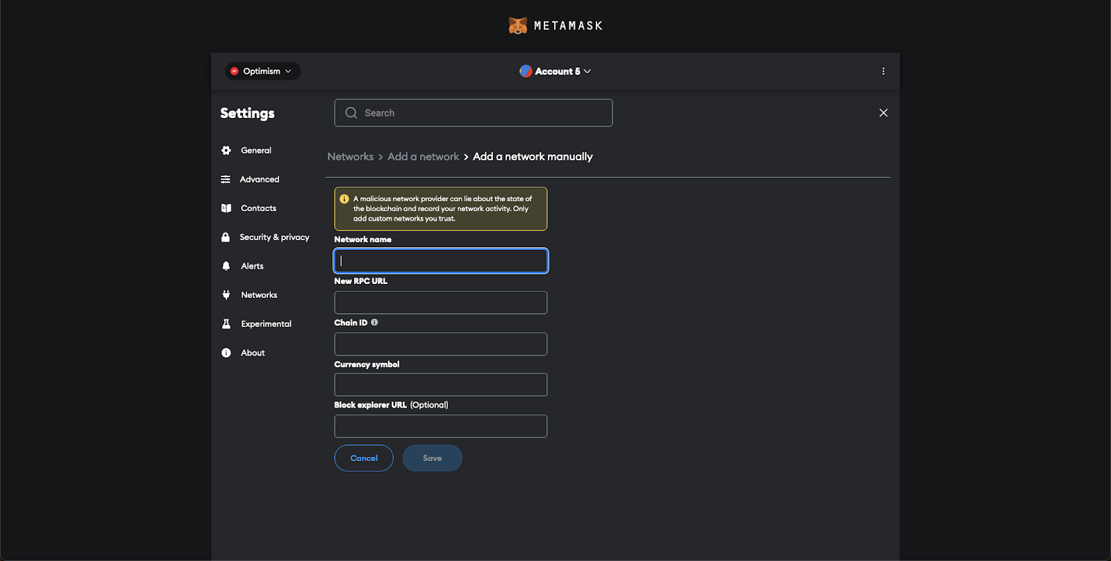 Steps to add a new network manually on MetaMaks - 3