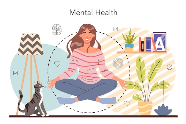 Graphic of a Girl Doing Yoga for Mental Health
