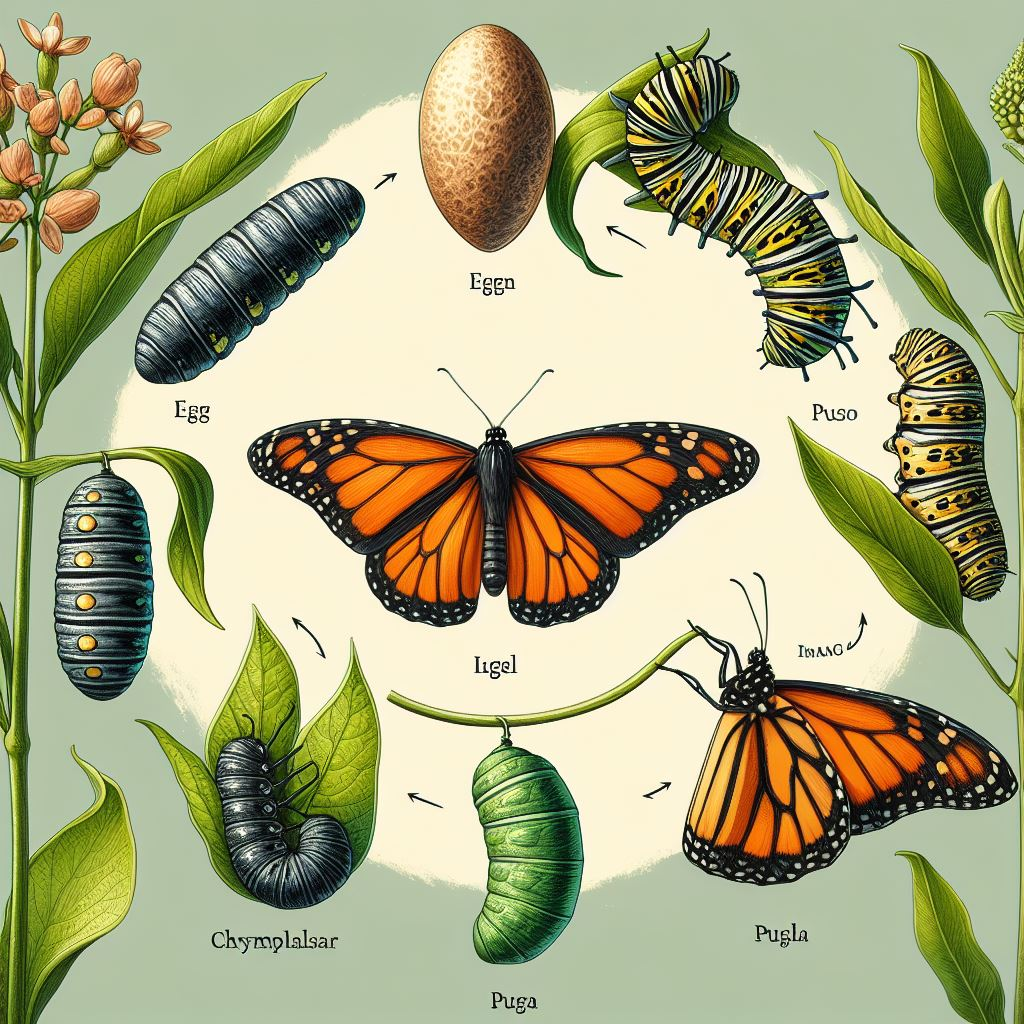 Fases do Ciclo de Vida da Borboleta Monarca