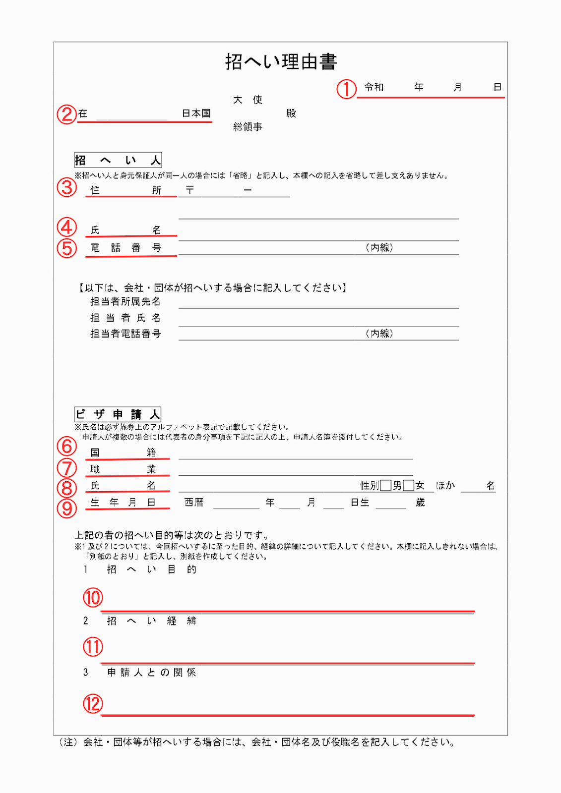 招へい理由書の書き方