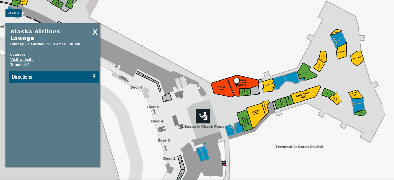 Location of the Alaska Airlines Lounge at San Francisco International Airport (SFO)