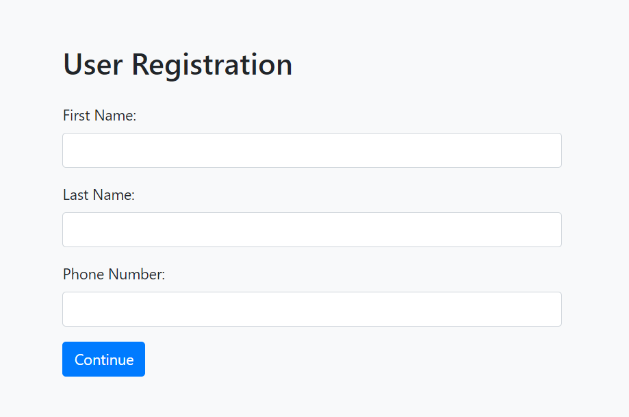 demo of user registration app created using a free phone number lookup API