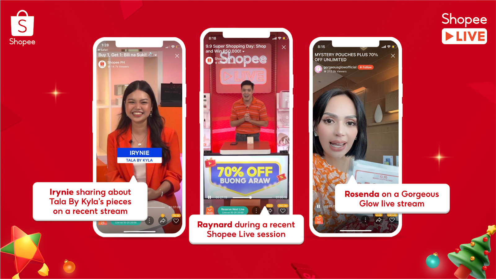 Tala by Kyla, Rosenda Casaje’s Gorgeous Glow, and Livestreamer Raynard Yu spill secrets on how Shopee Live became a gamechanger to their e-commerce success