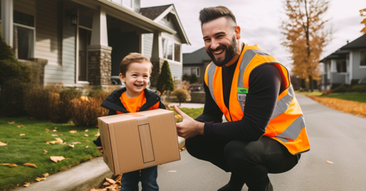 Amazon delivery guy delivering orders