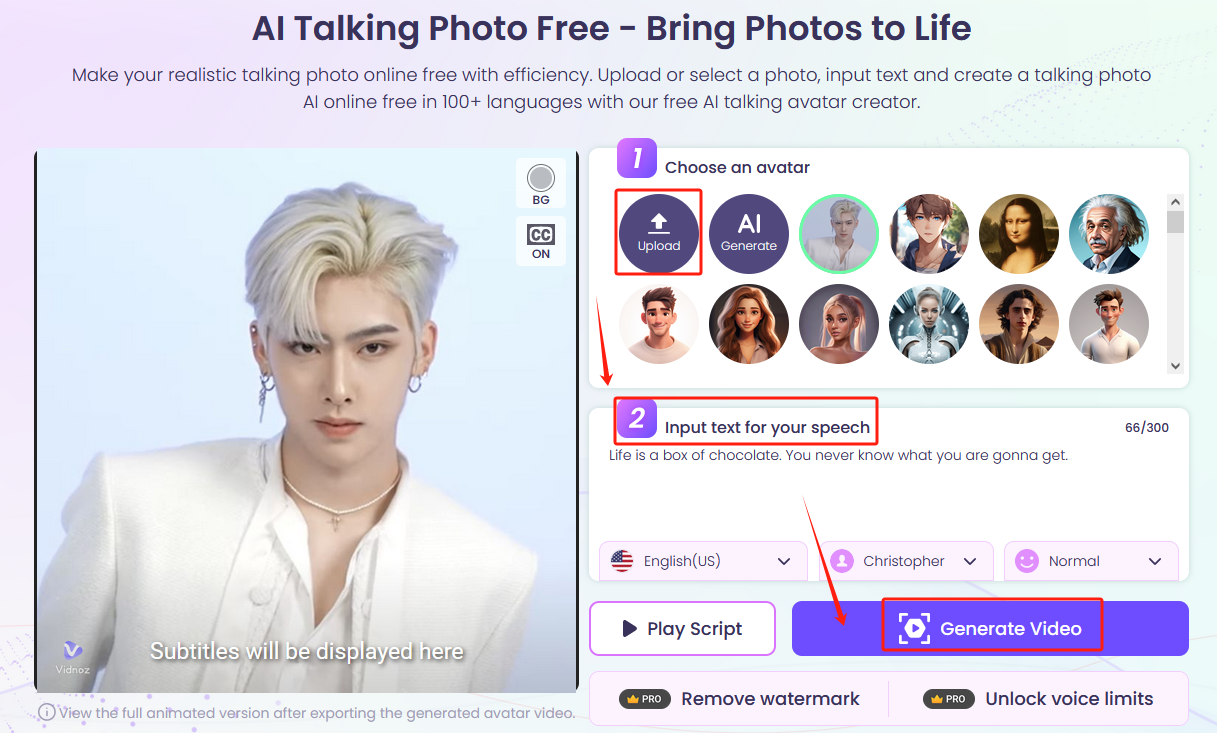 Alternative to Kpop AI Voice Changer Vidnoz AI Talking Photo