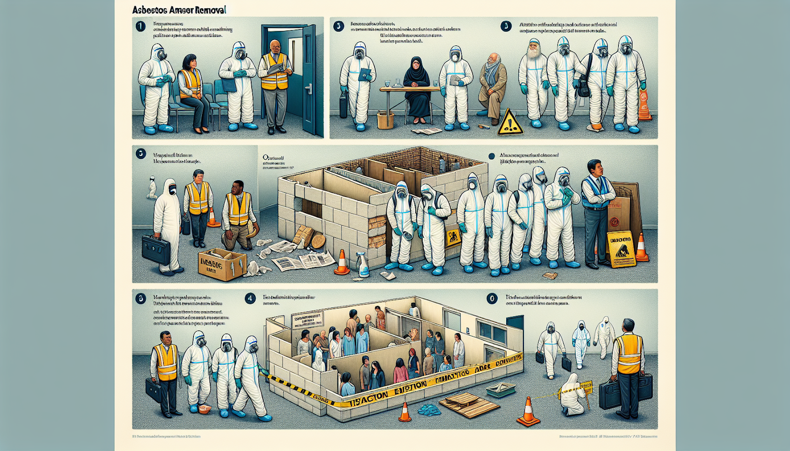 Illustration of safe asbestos removal process