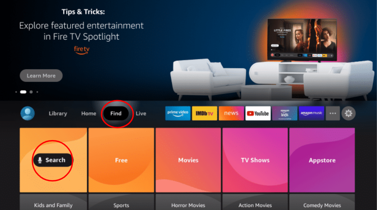 Screenshot of Amazon Firestick Home Screen