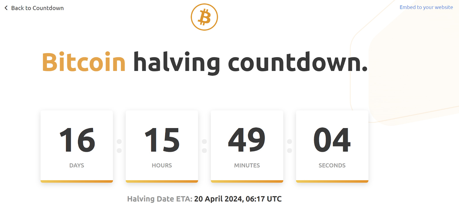 Bitcoin halving countdown Via Nicehash
