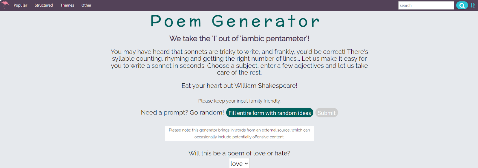 Sonnet Generator