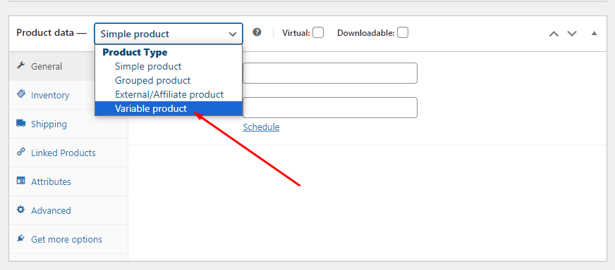 Variable product type