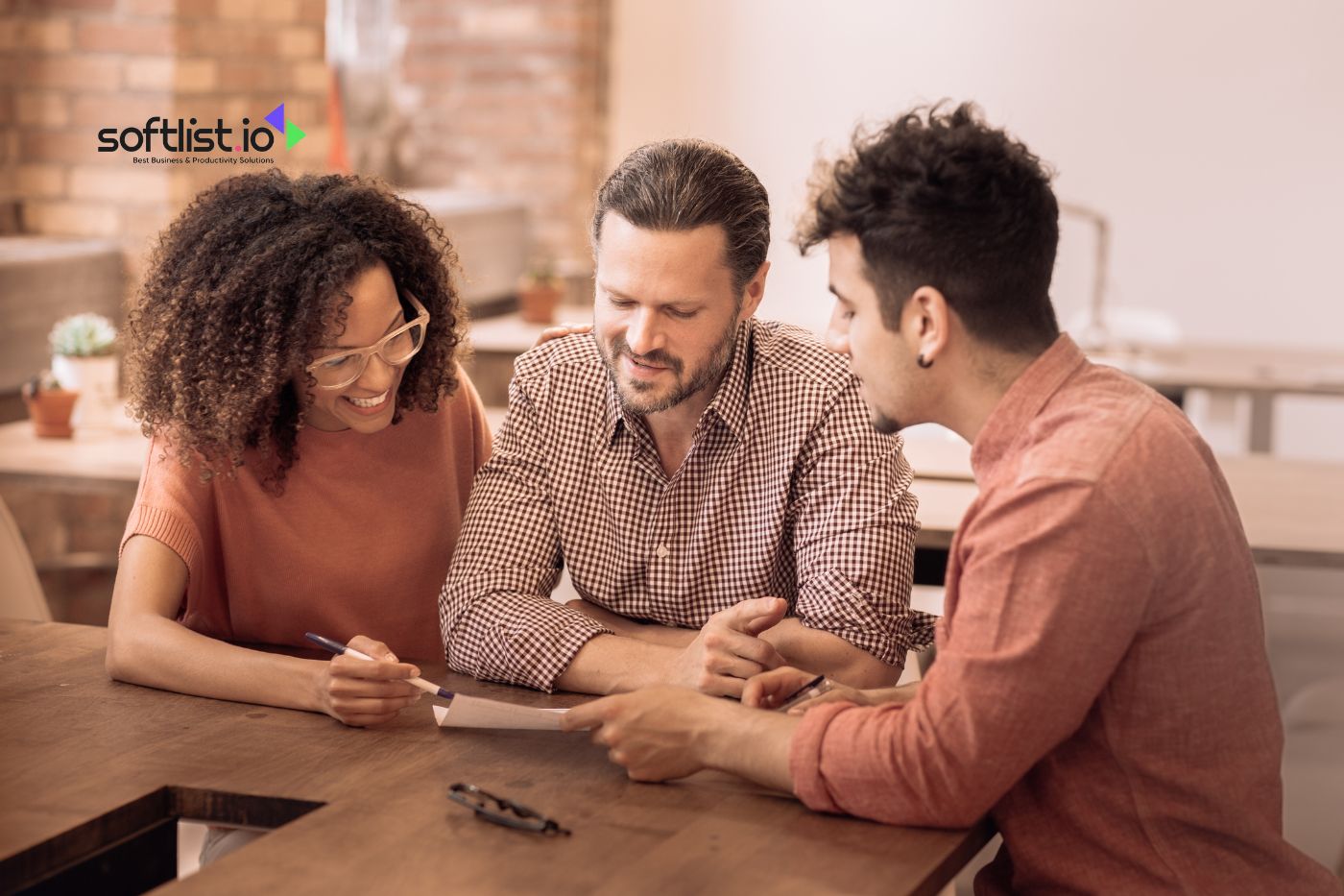 three people discussing each other