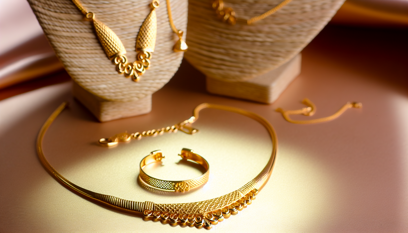 Elegant gold necklace and bracelet Wedding Anniversary Stone