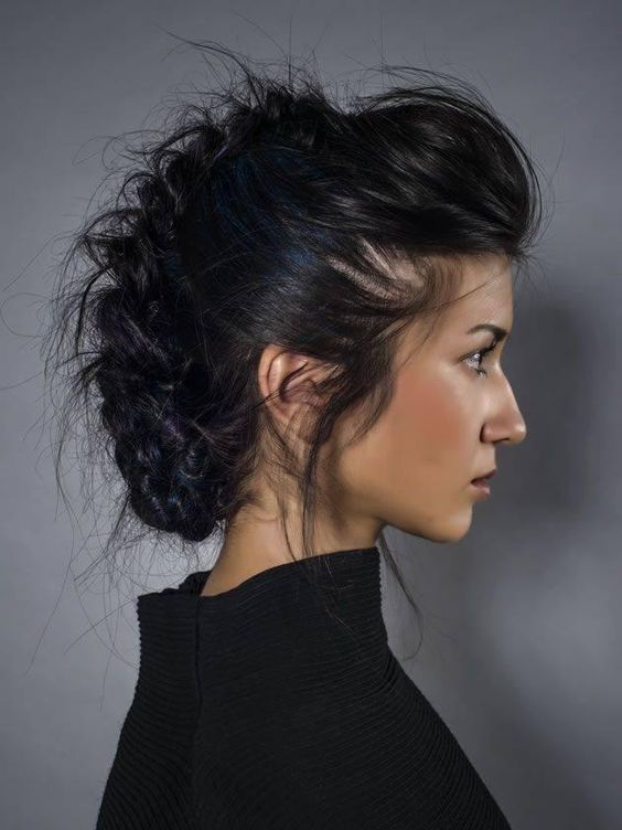 Messy mohawk updo hairstyle