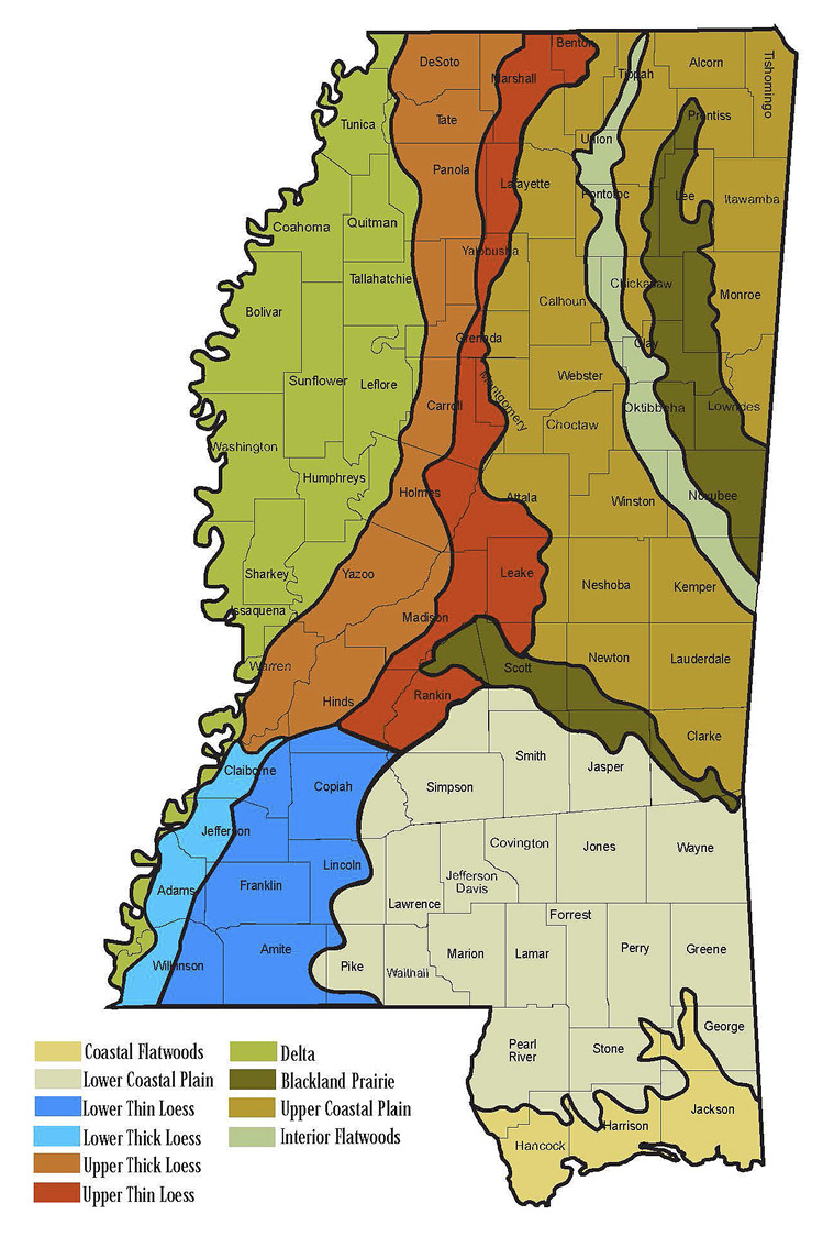Soil Types throughout the State of Mississippi