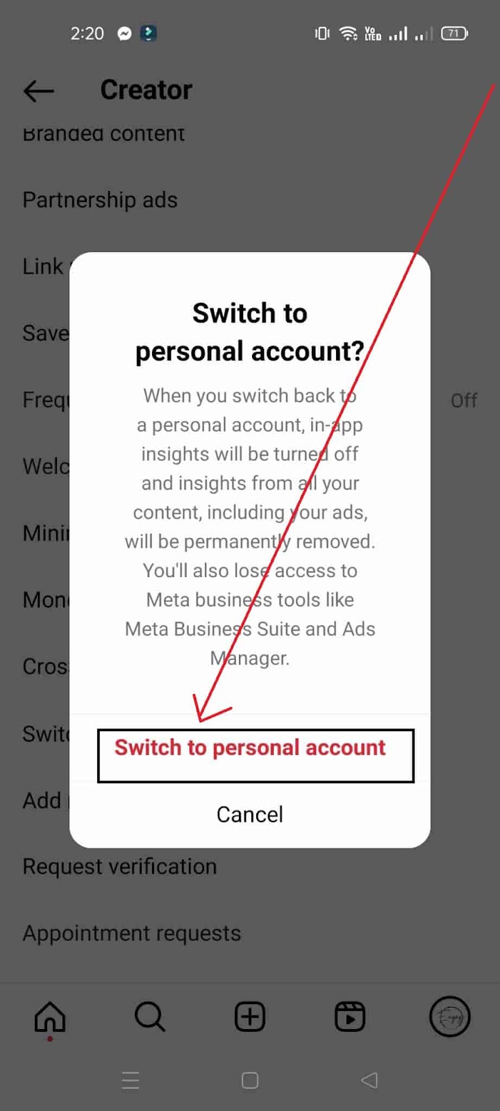 How to Turn off an Instagram Business Account - Confirm Switching