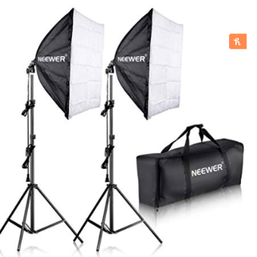 A photo studio equipment with a softbox

Description automatically generated