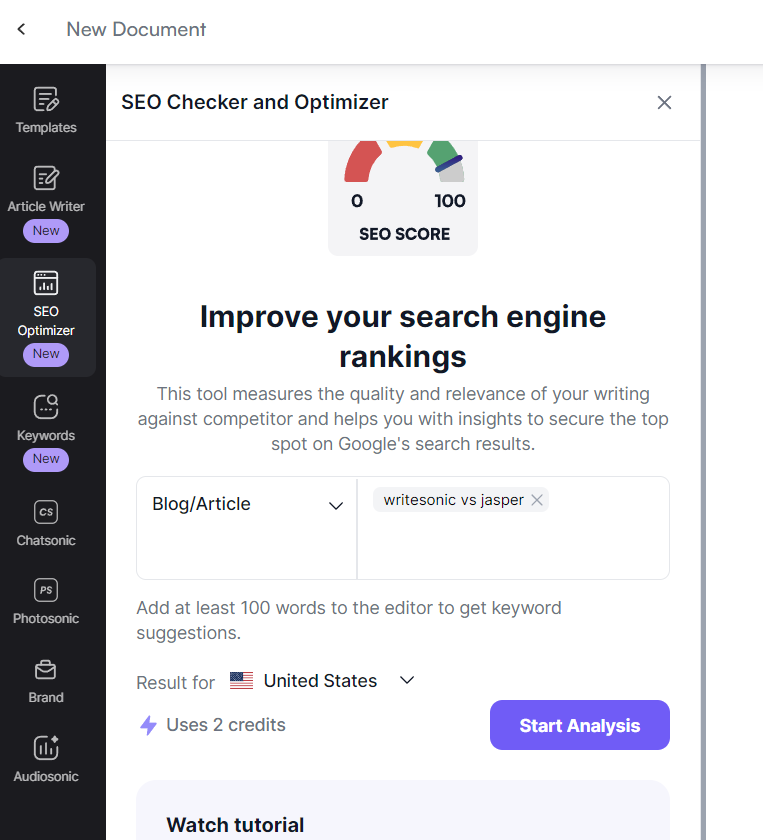 SEO Optimization for Writesonic