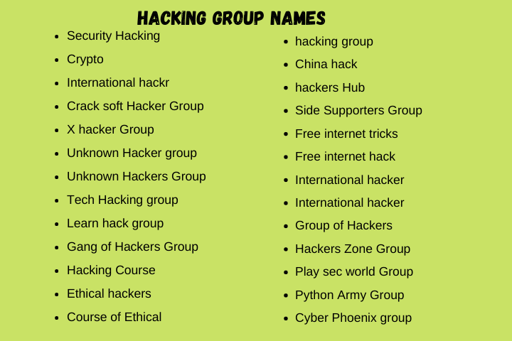 Hacking Group Names