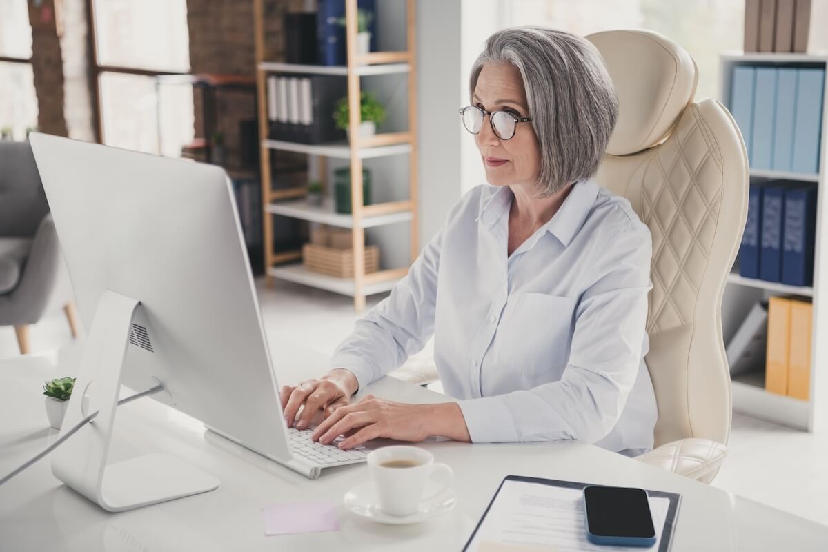 Manager using a computer