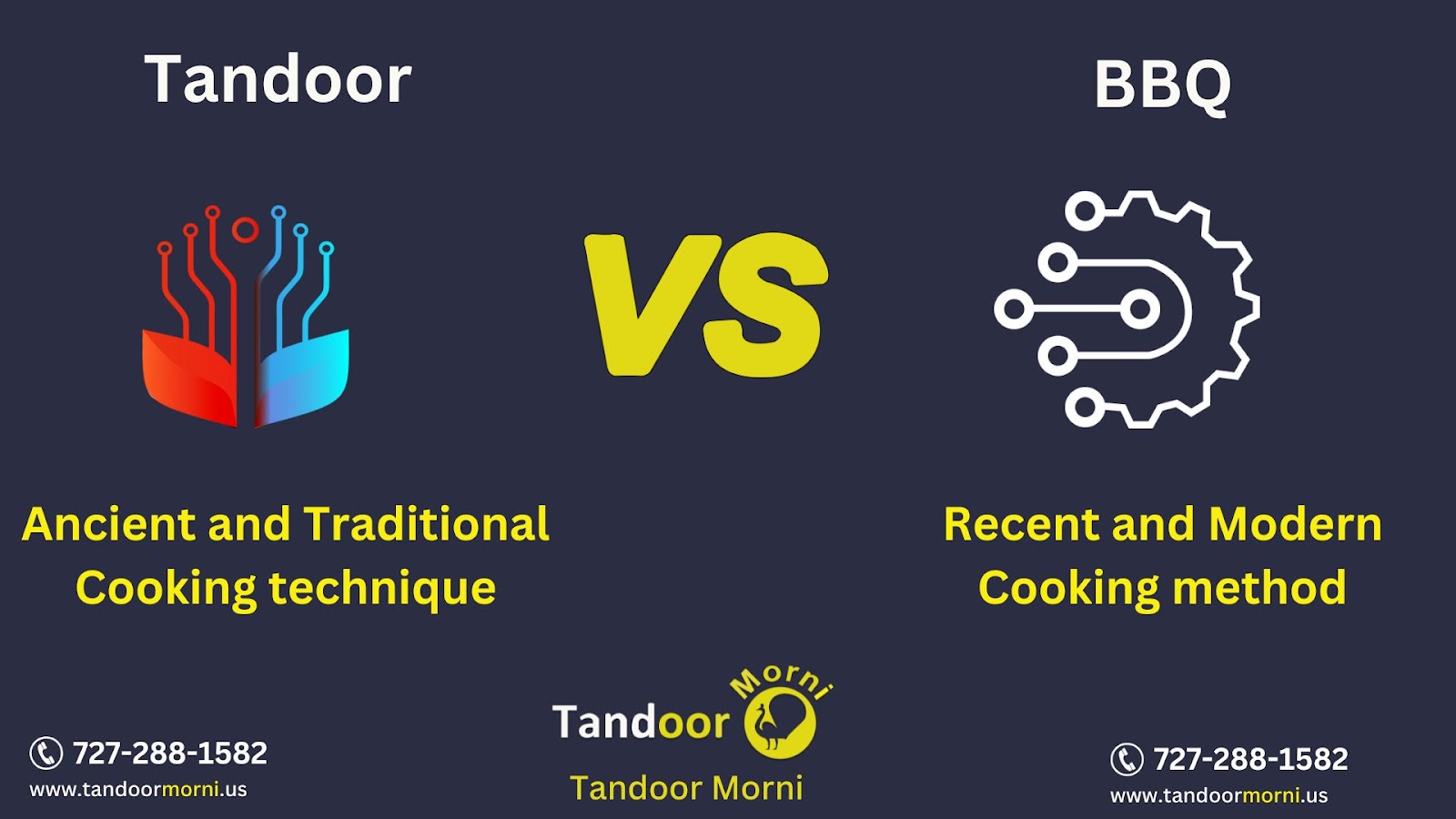 Tandoori cooking is ancient and traditional, whereas barbecue cooking is new and modern.