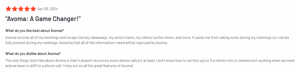 Avoma customer reviews