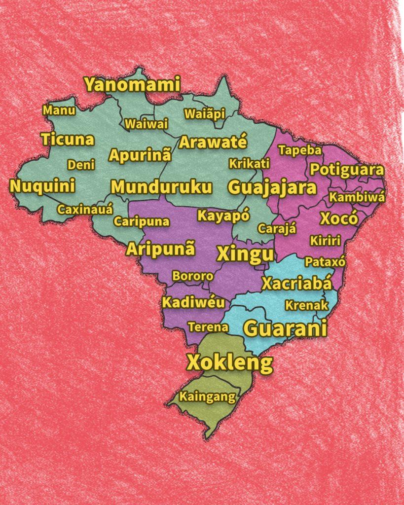 Atividades sobre povos indígenas - Mapa Brasil