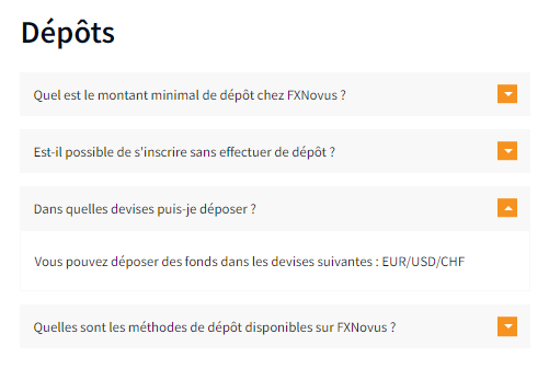 Devises des Méthodes de Paiement FXNovus