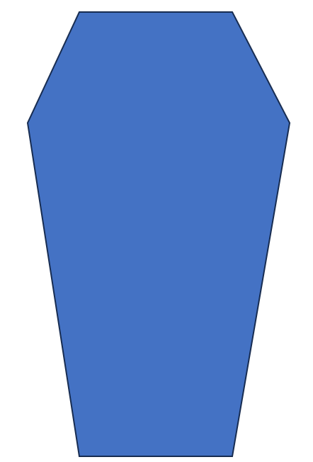 Simpler outline for cutting brie wedge into a coffin shape