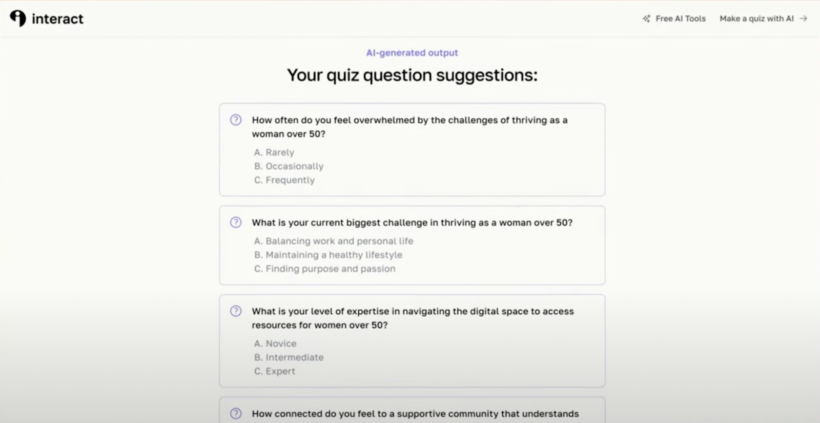 quiz questions generated by InteractAI