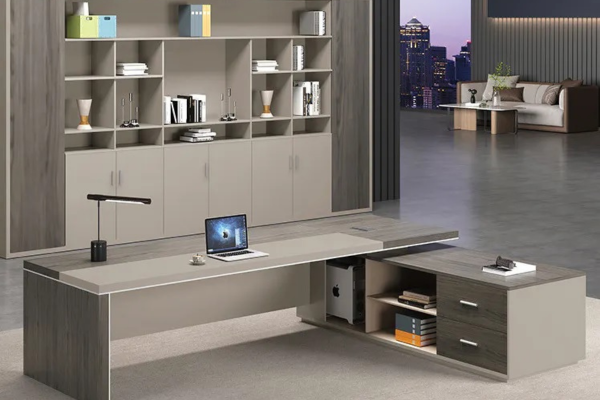 L-shaped Office Table with Drawers and Storage 