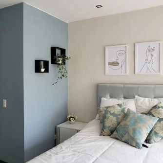 Three color combinations for bedroom walls, Grey, mustard and white